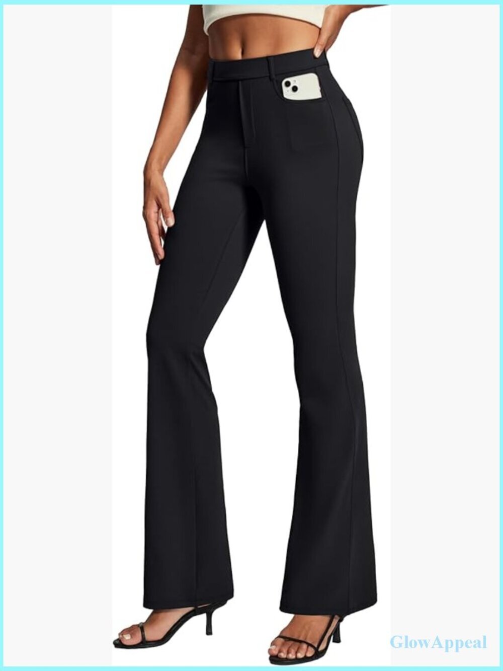 Bootcut Dress Pants with Pockets High Waisted Pull On Stretchy Slacks Work